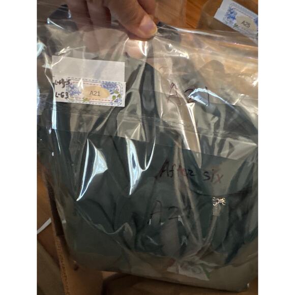 NWOT After Six Split Blouson Sleeve Maxi Gown Women’s Chiffon Evergreen 14 - Picture 7 of 7